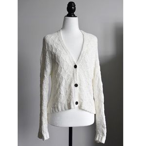 AE Mix-Stitch Cropped Knit Cardigan